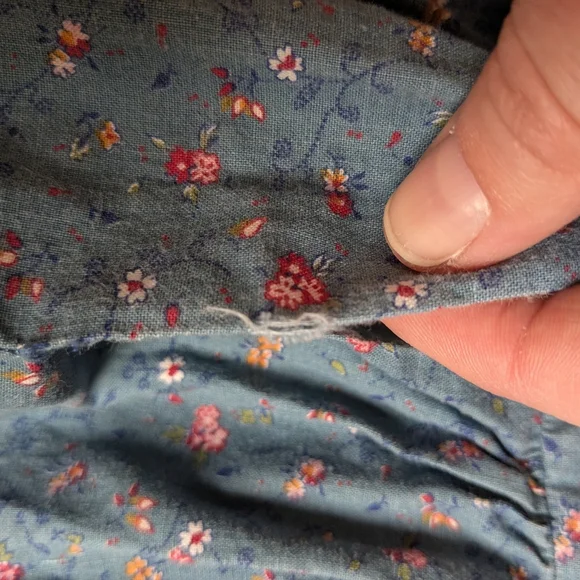 Hand Made Floral Blue Long-Sleeve Dress For Easter Cottage Core - Picture 4 of 6